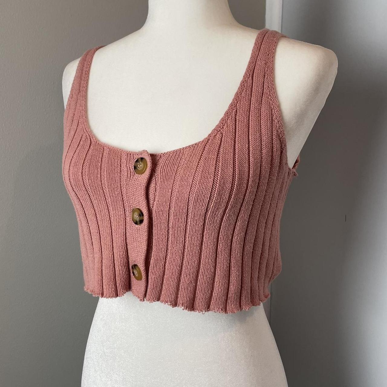 Pink Knit Crop Tank Top