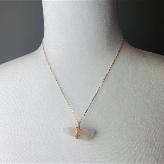 Rose Quartz Gold Crystal Wrap Necklace