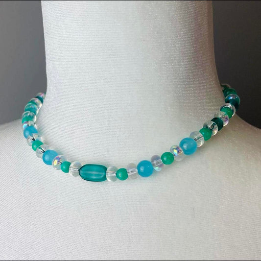 Blue and Green Beaded Necklace