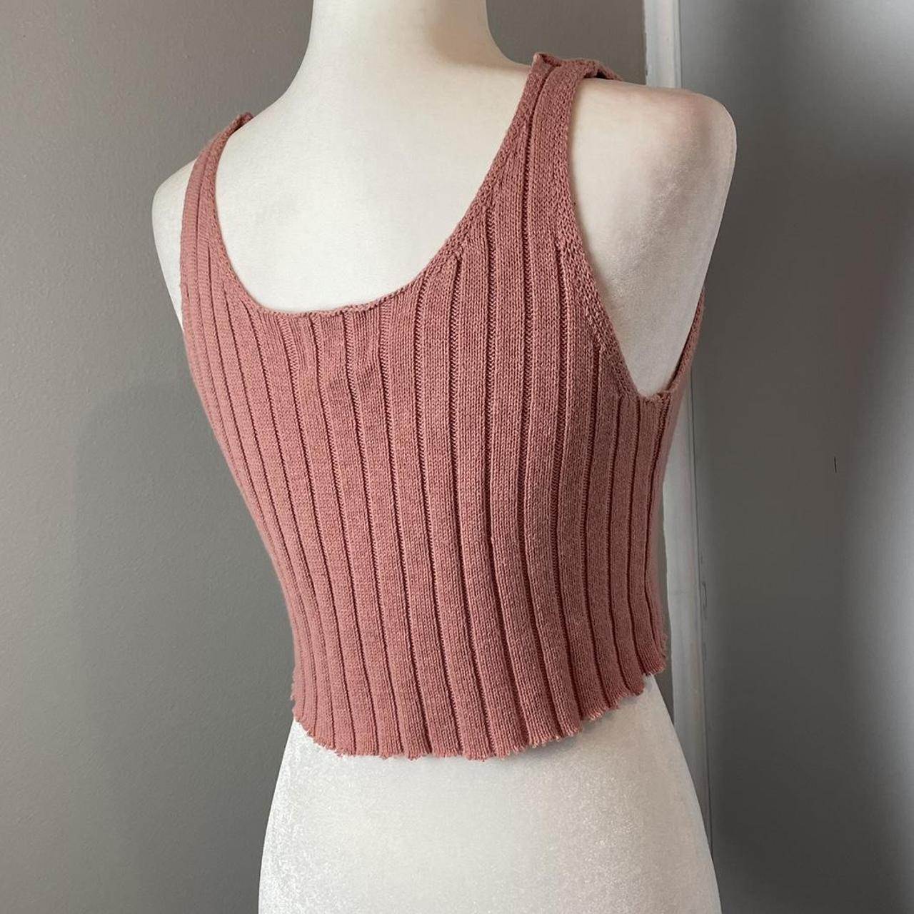 Pink Knit Crop Tank Top