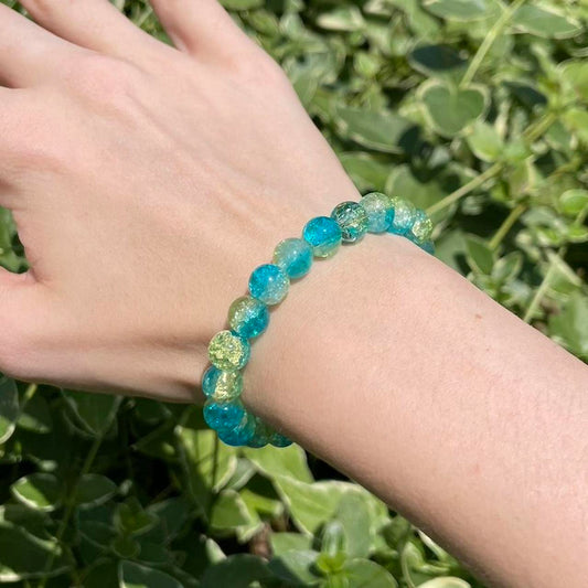 Blue and Green Glass Beaded Bracelet