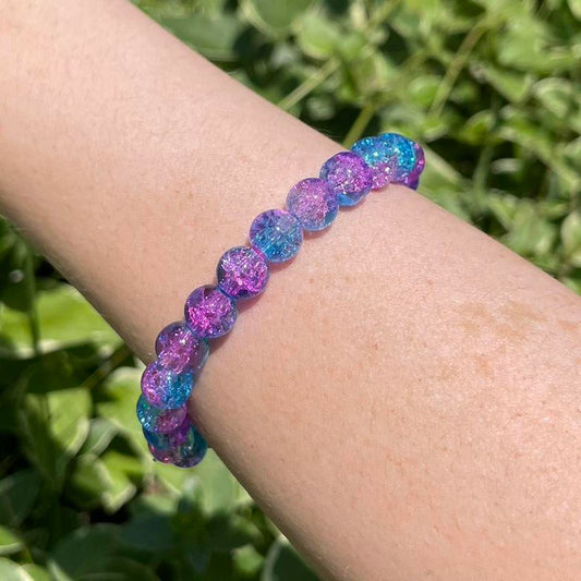 Blue and Purple Glass Beaded Bracelet