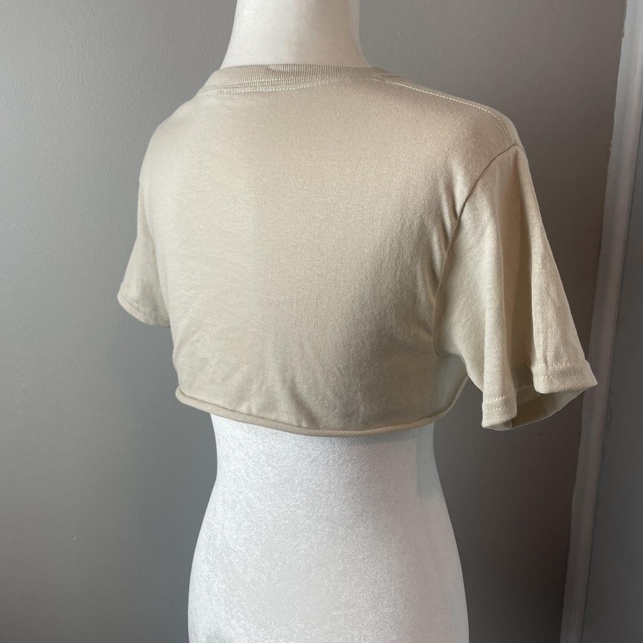 Hoddy Collective Beige Embroider Letter Crop Top