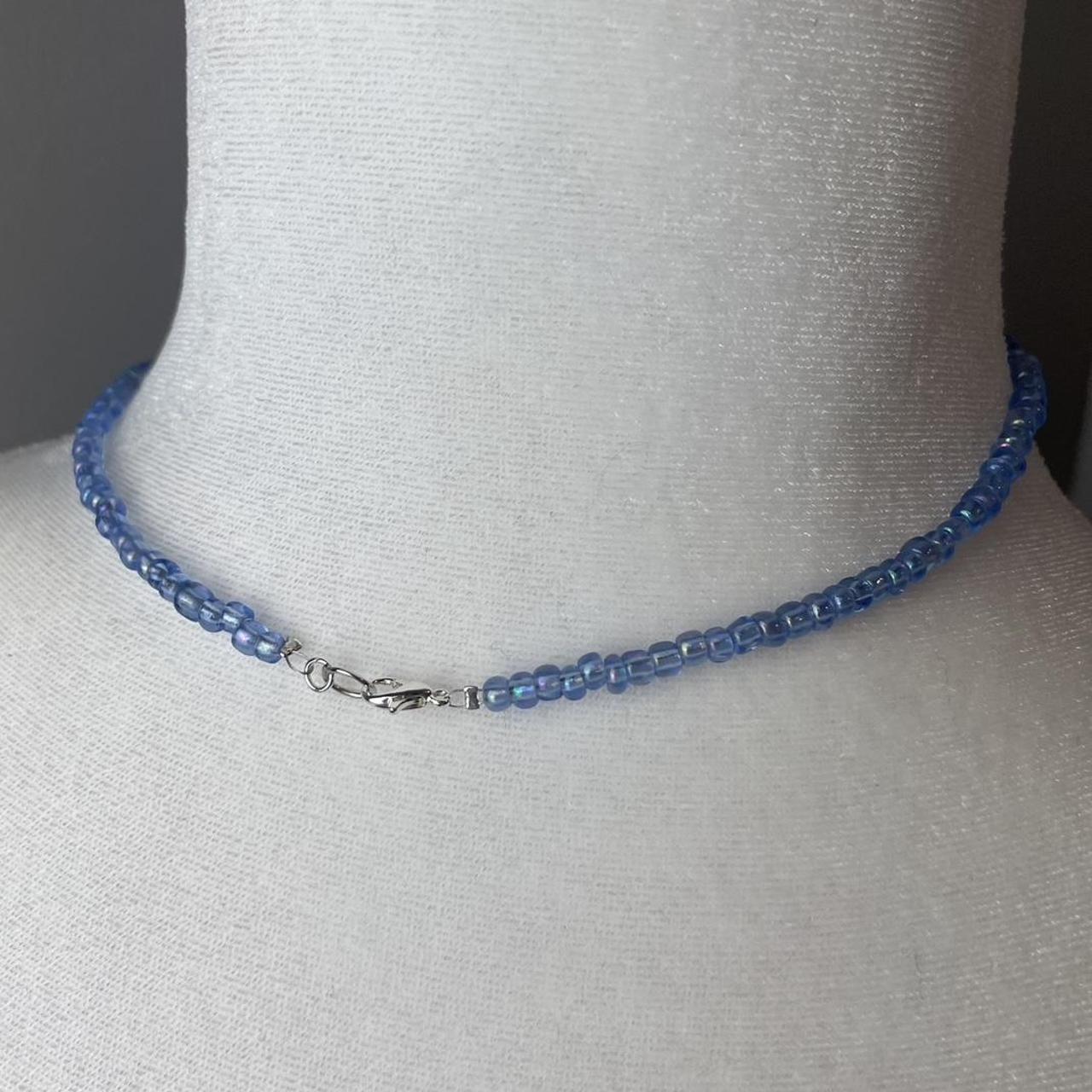 Blue and White Star Beaded Necklace