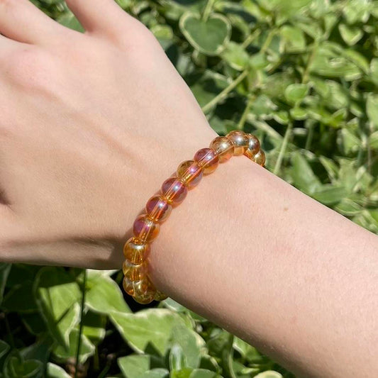 Orange Golden Glass Beaded Bracelet