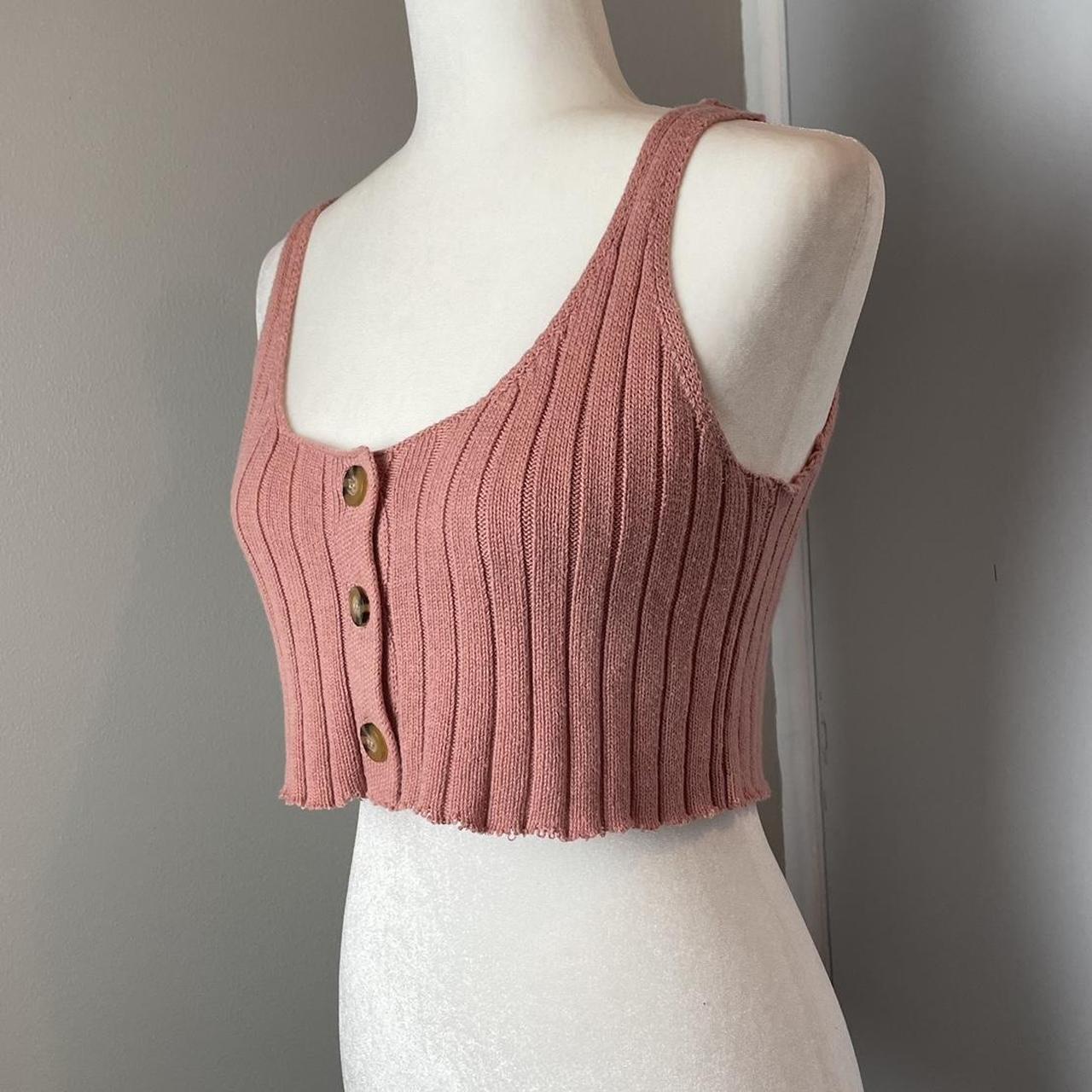 Pink Knit Crop Tank Top