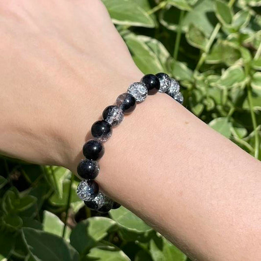 Black Glass Beaded Bracelet