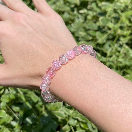 Pink Glass Beaded Bracelet